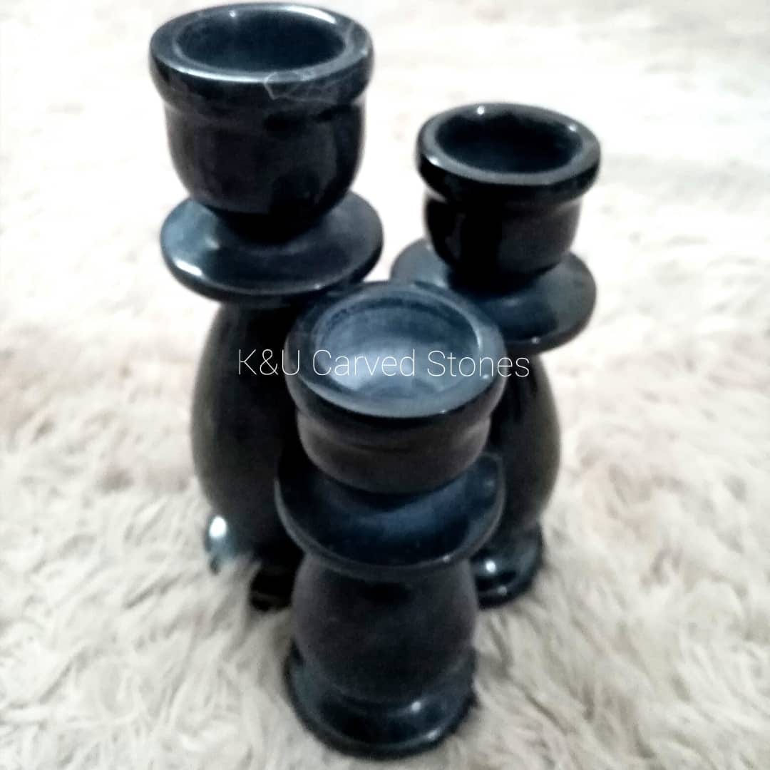 Black Marble Candle Holder Set of 3