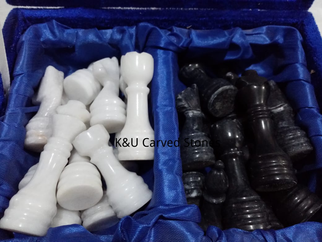 Black and White Marble Chess Figures (32 Pieces) - view 3