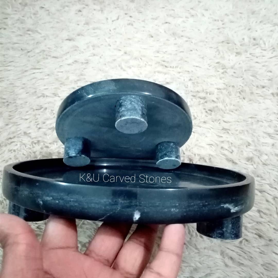 Black Marble Platter with Pedestal view 2