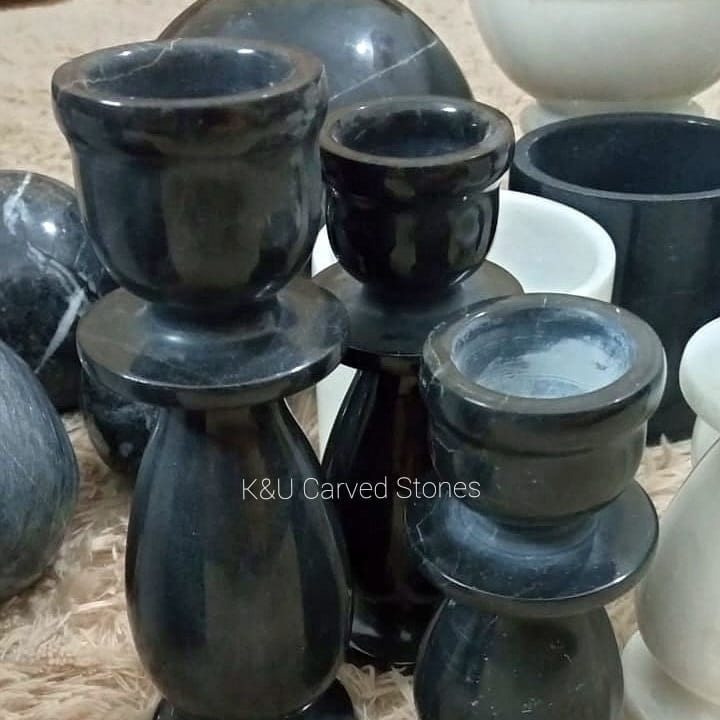 Black Marble Candle Holder Set of 3 - view 3