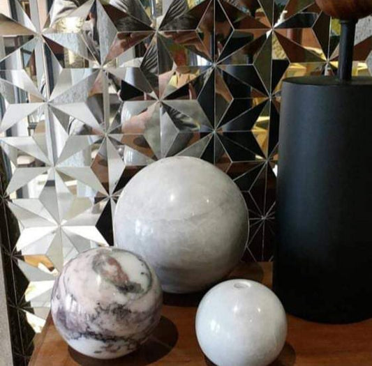 White Marble Balls Set of 3