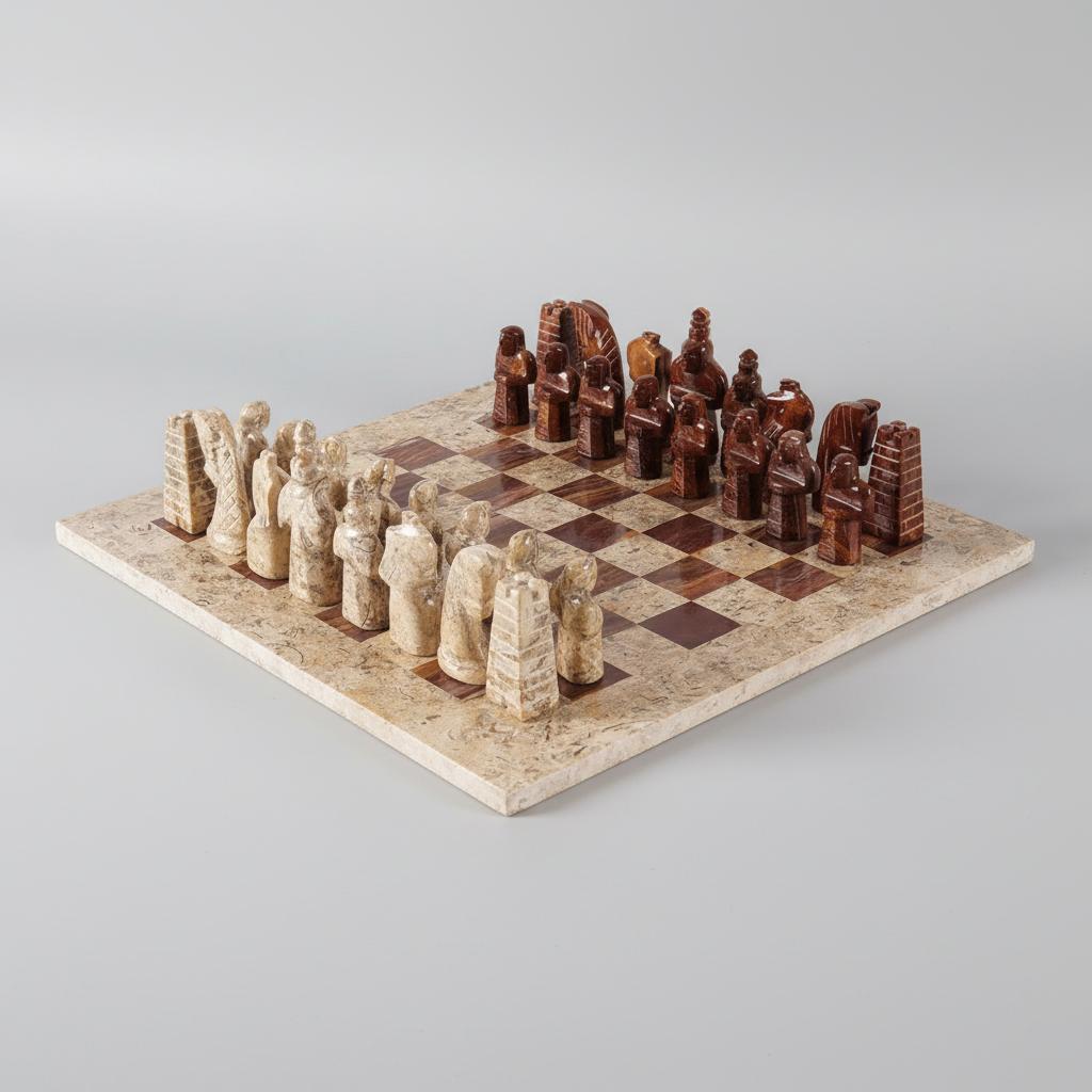 15 Inch Coral and Red Signature Marble Chess Set