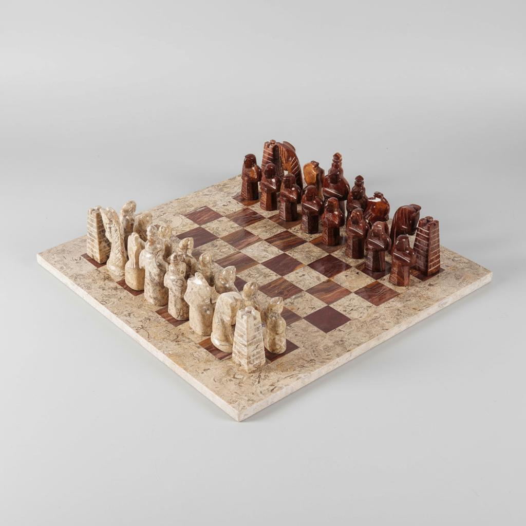 15 Inch Coral and Red Signature Marble Chess Set