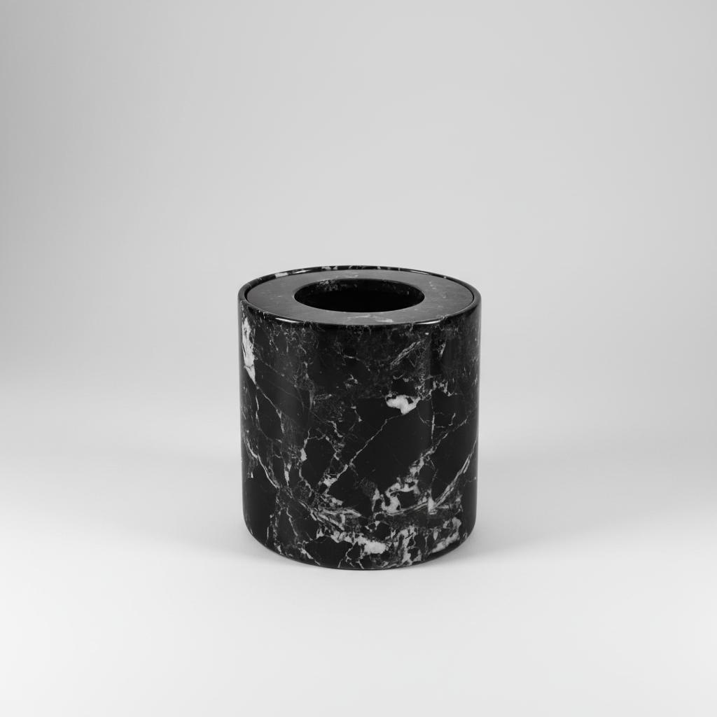 Marble Round Trash Can with Cap