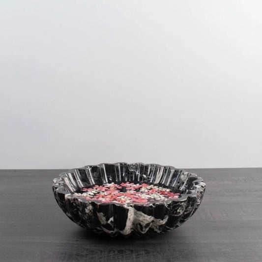 Flower Marble Fruit Bowl Color  Black