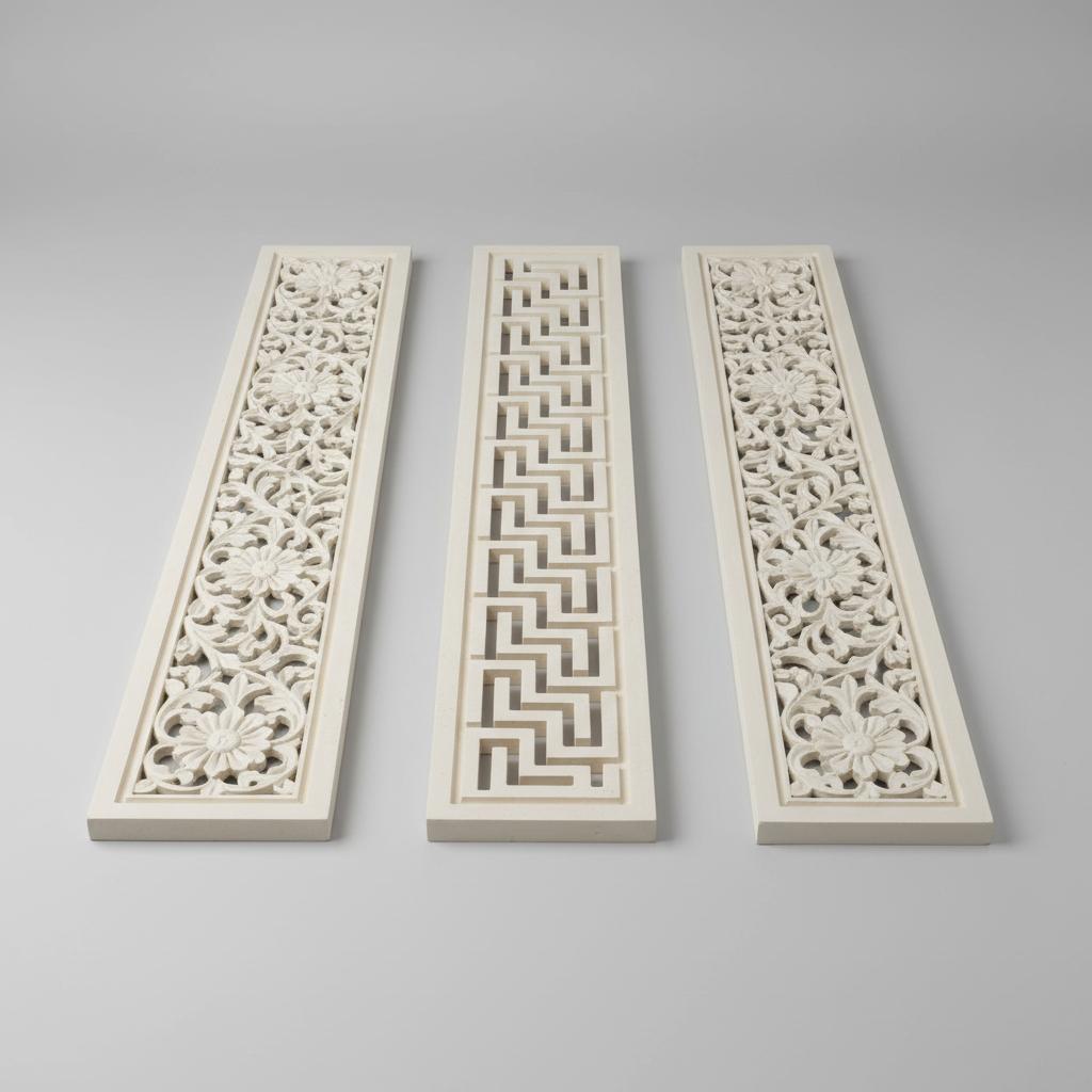 Classic Floral Marble Wall Panel – Elegant Carved Relief