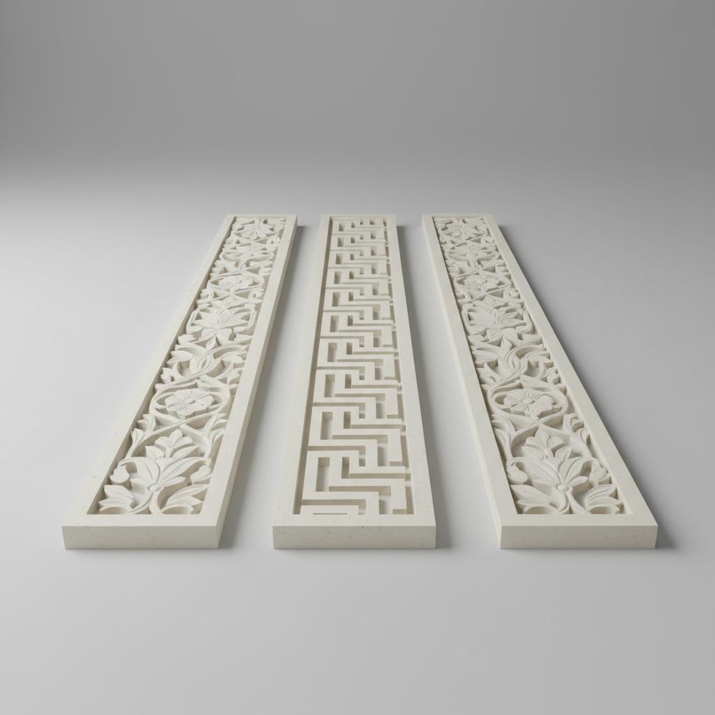 Classic Floral Marble Wall Panel – Elegant Carved Relief