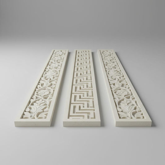 Classic Floral Marble Wall Panel – Elegant Carved Relief