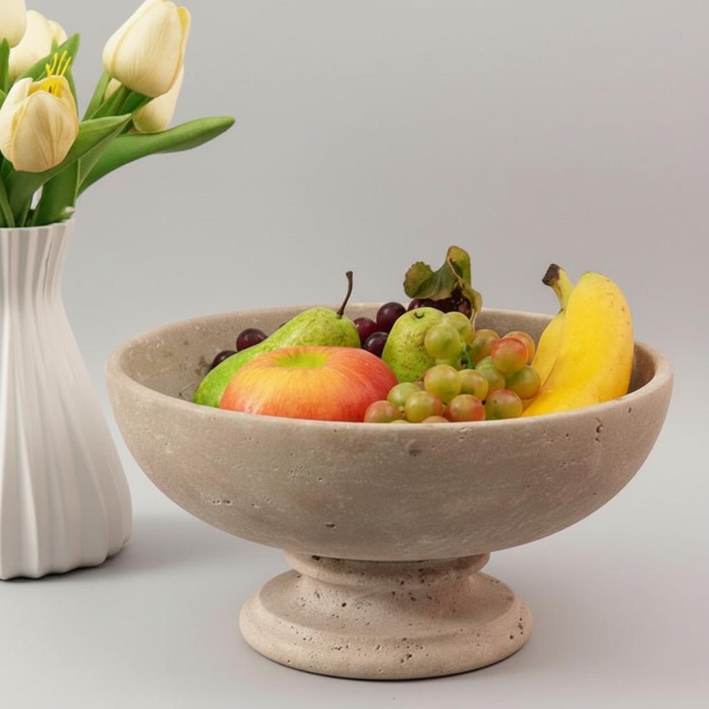 10 Inches Deep Marble Pedestal Fruit Bowl