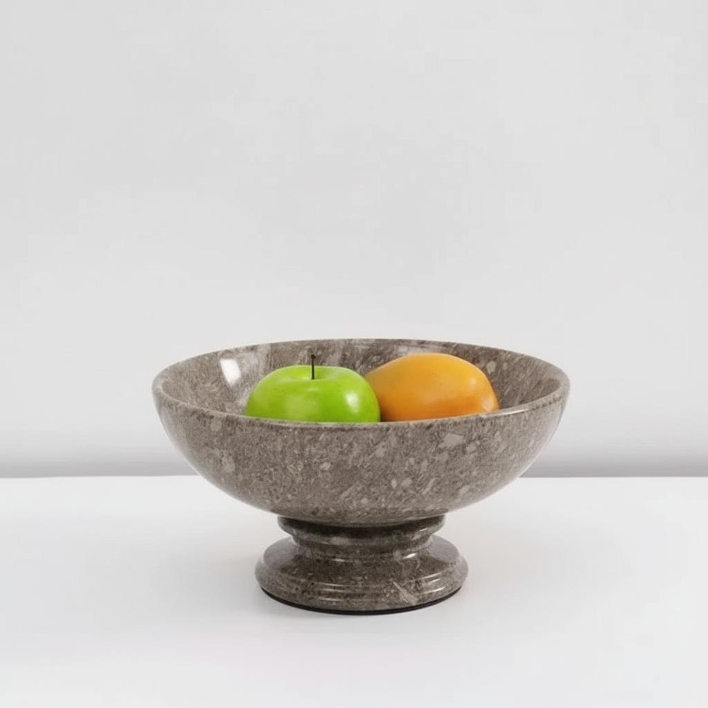 10 Inches Deep Marble Pedestal Fruit Bowl