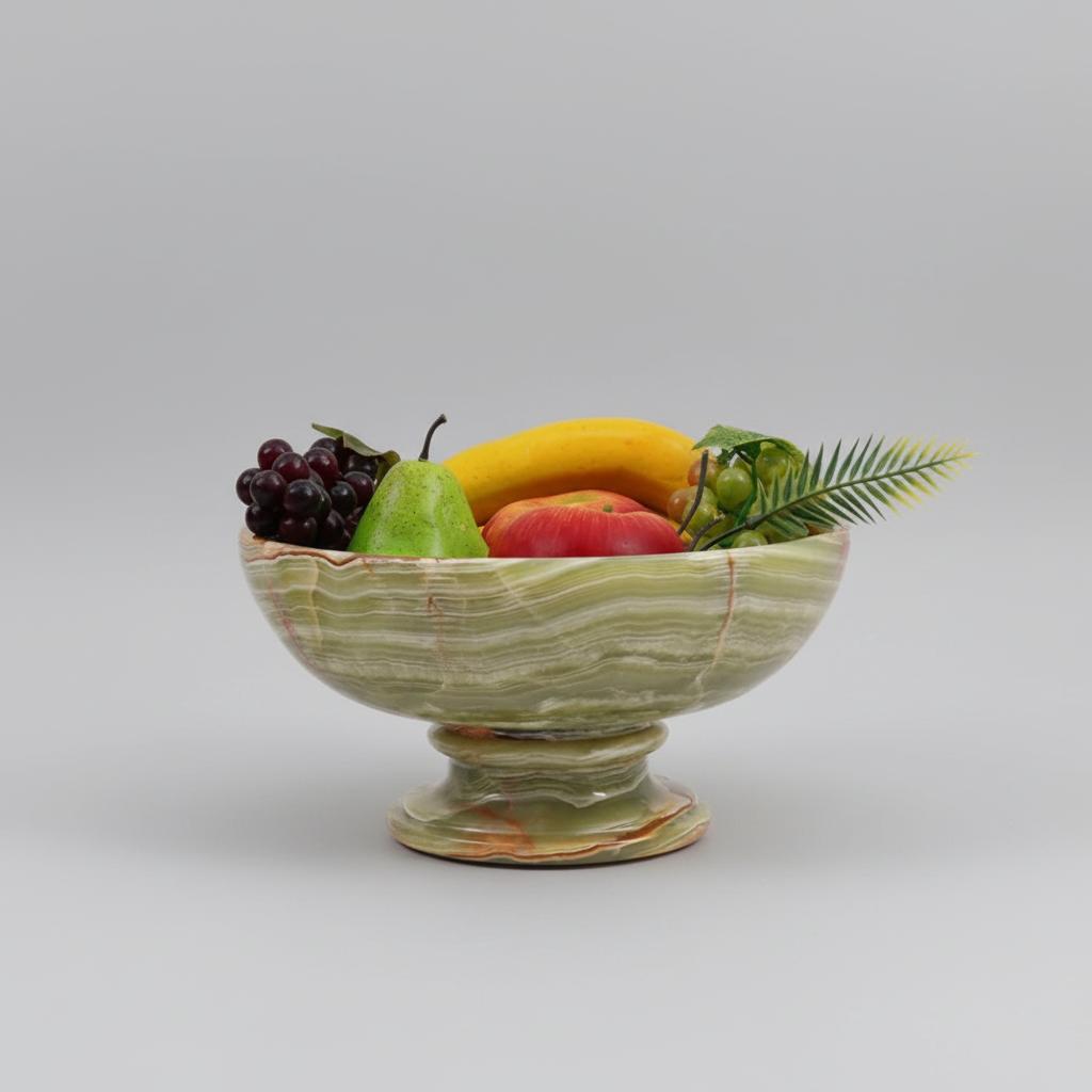10 Inches Deep Marble Pedestal Fruit Bowl