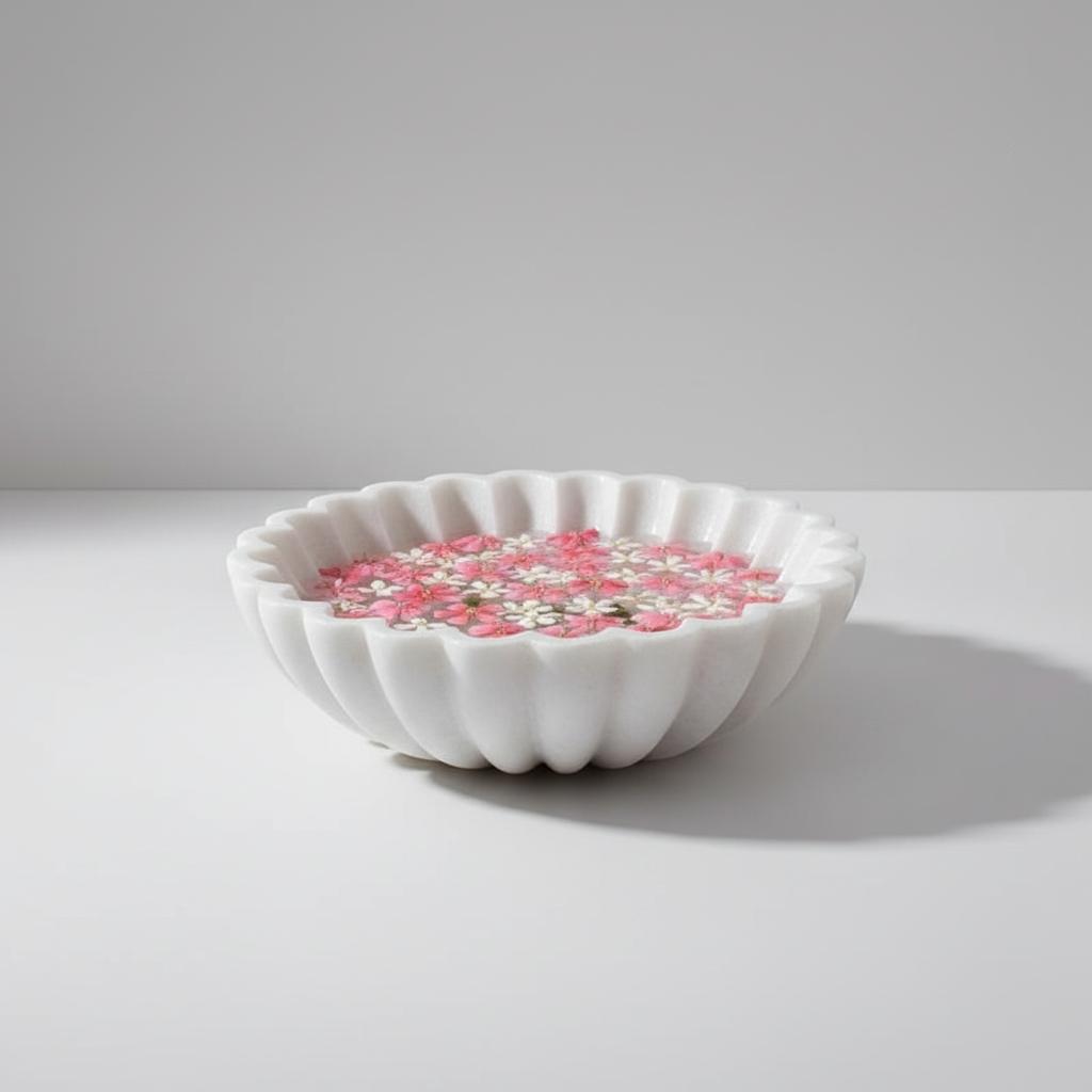 Flower Marble Fruit Bowl Color  Black